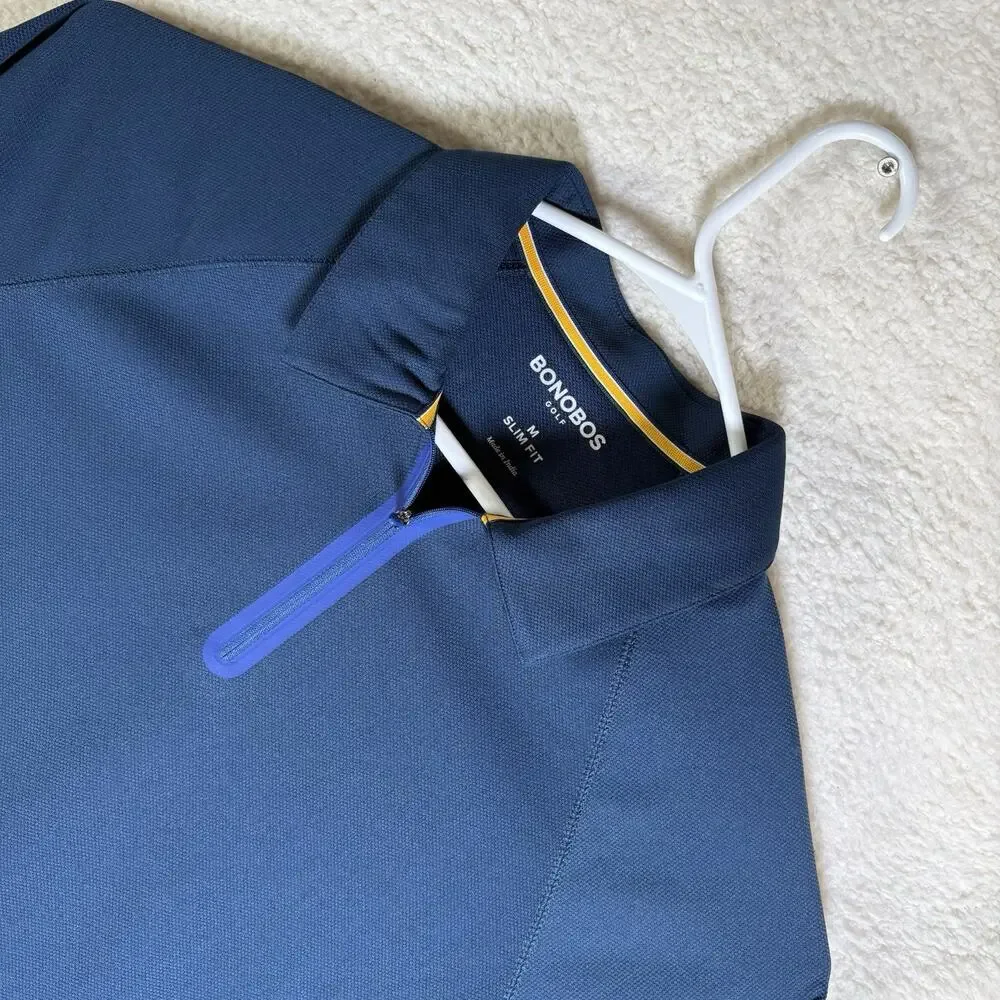 Bonobos Golf 1/4 Zip Pullover Mens Medium Blue Slim Fit Performance Stretch